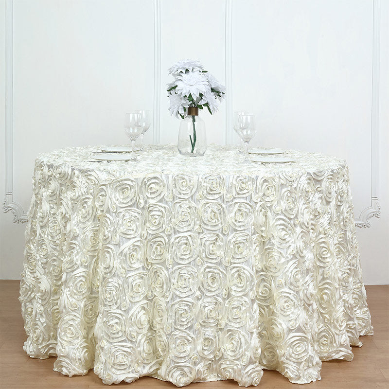 3D Floral Round Table Cloth Satin Overlay Rosette Tablecloth for Wedding Birthday Party Decorations