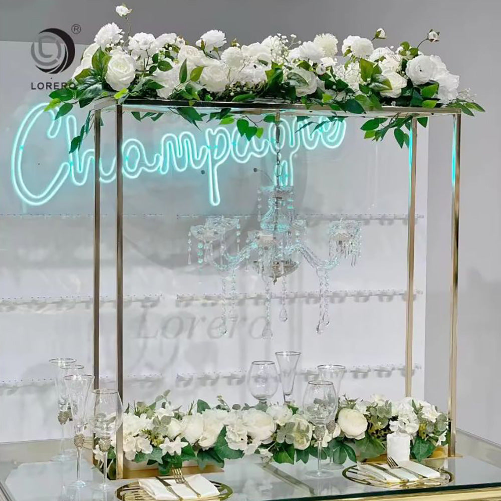 Gold Metal Adjustable Flower Arch Stand 48" Tall Over