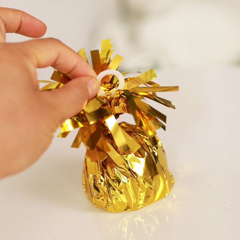 12 Pack Metallic Gold Foil Tassel Top Party Balloon Weights, 6.3oz 5"