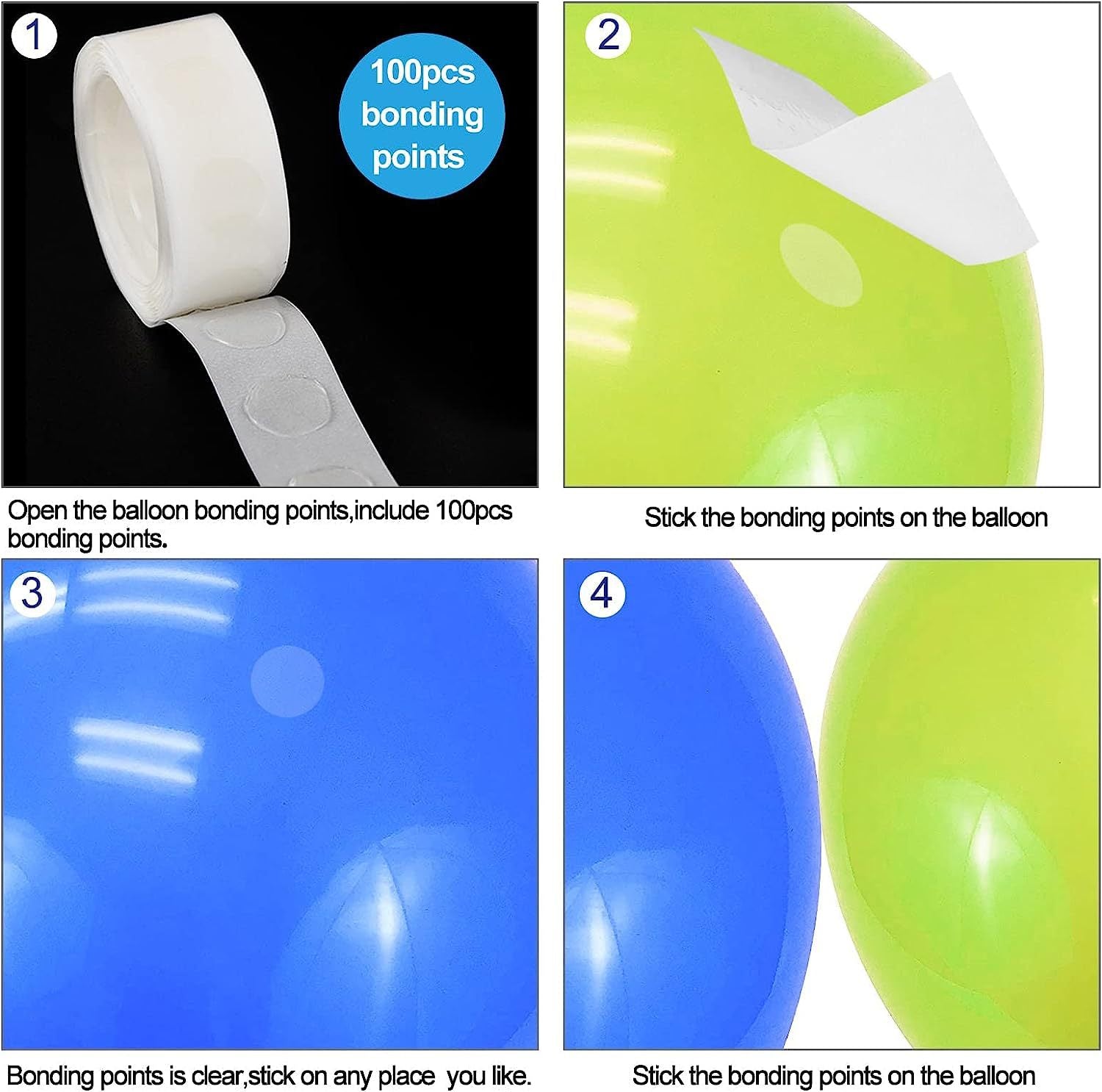 Set of 4 Balloon Arch Kit - Decorating Strips, Balloon Tie Tool, Glue Dots and Curling Ribbon