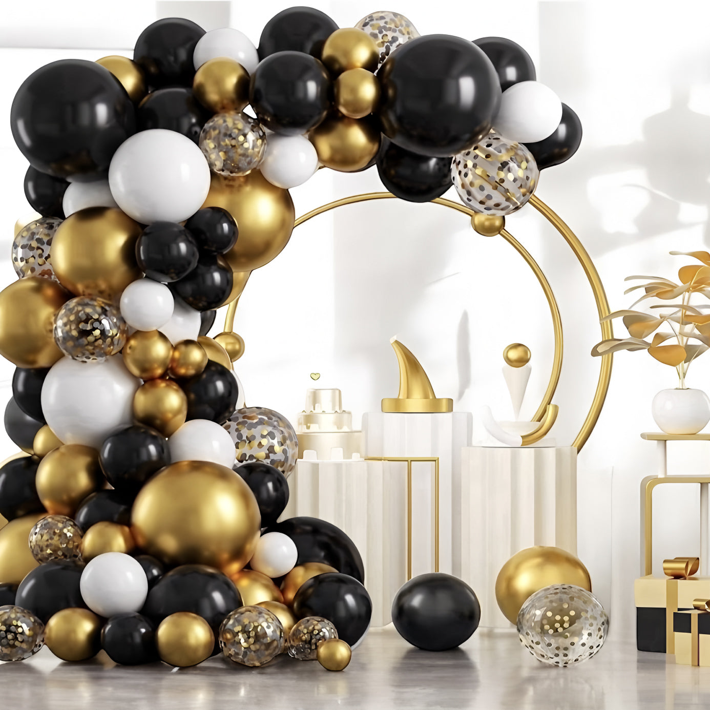 114 Pc Black Gold DIY Balloon Garland Kit