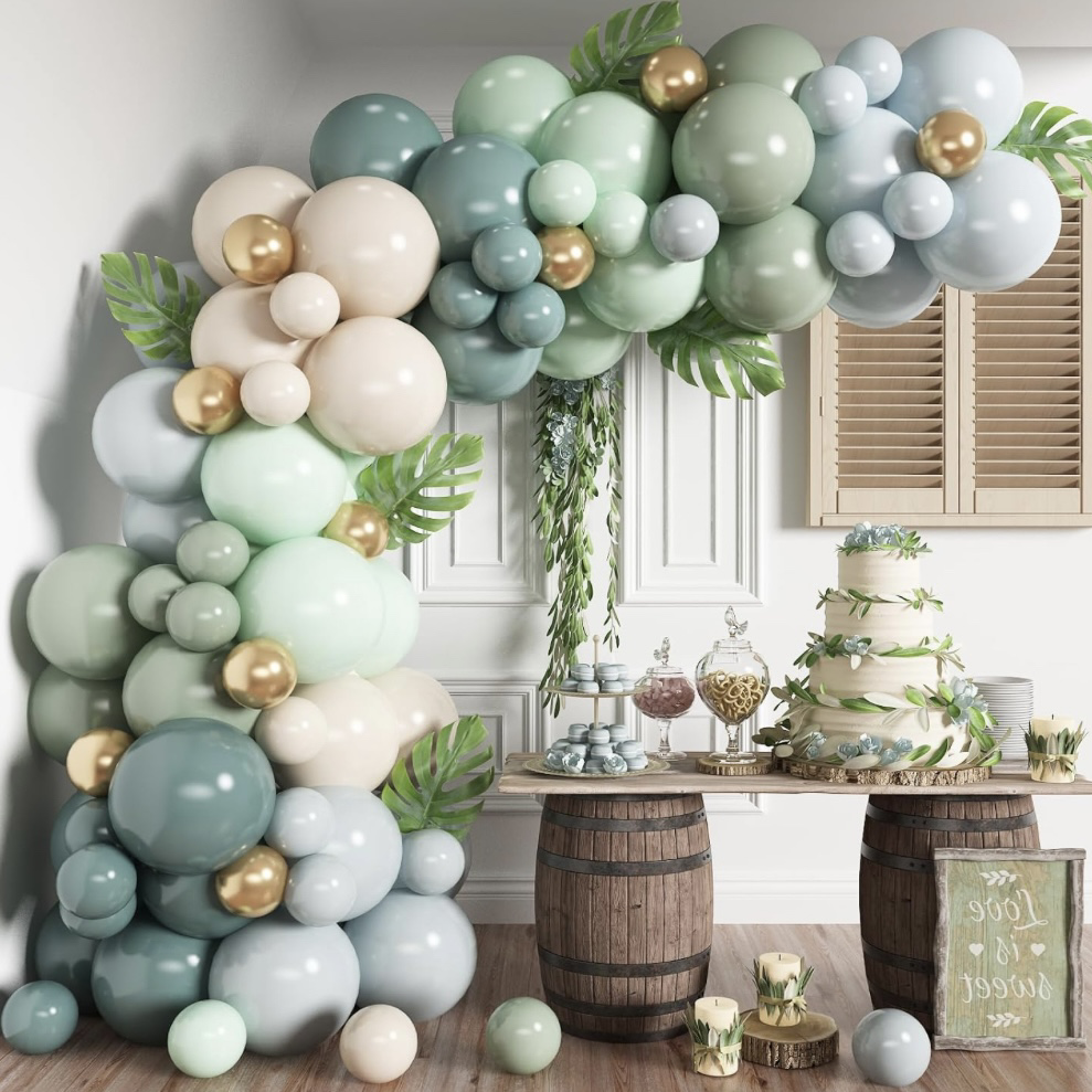 150 Pc Retro Ice Silk Mist Blue DIY Balloon Garland Kit