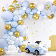128 Pc Macaroon Blue Metallic Gold DIY Balloon Garland Kit