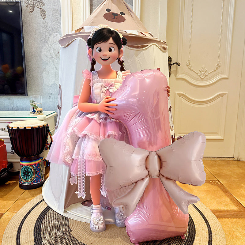 Bow Number Balloons Foil Mylar Large 40” Number 0 Pearl Pink