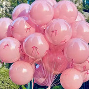10 Sets of Mini Ribbon Bow Party Balloons, Perfect for DIY Bow-Themed Parties.