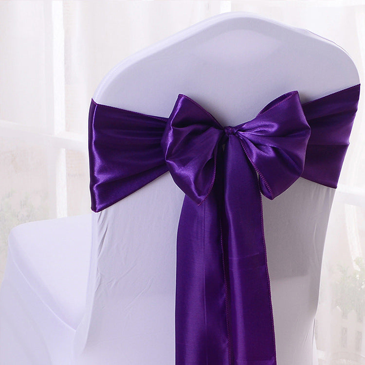 5 Pcs Satin Chair Sashes Bows Chair Ribbon Ties Back Sash for Wedding Party Events Cover Decoration