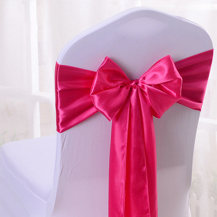 5 Pcs Satin Chair Sashes Bows Chair Ribbon Ties Back Sash for Wedding Party Events Cover Decoration