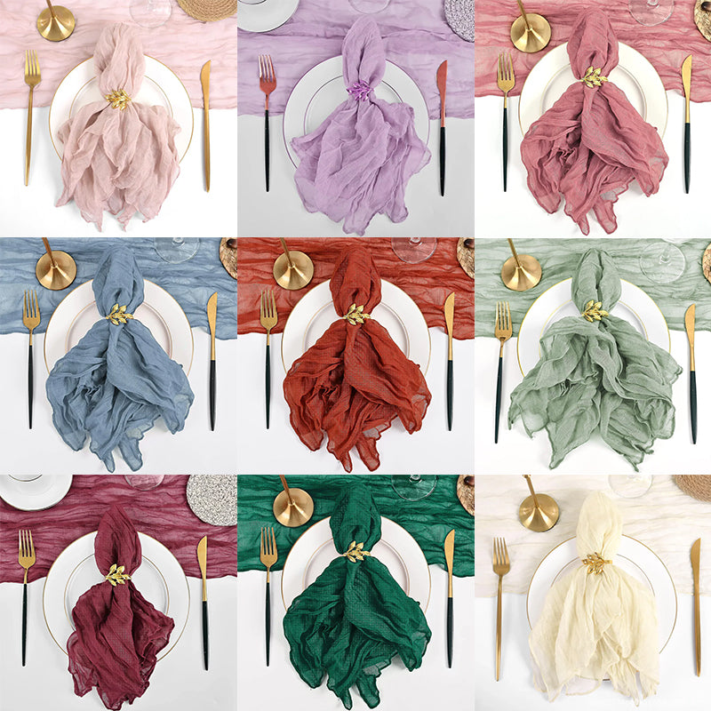 Cheesecloth Napkins Set of 5 Dinner Napkins Bulk 20x20 Inches for Wedding Bridal Shower Baby Shower Valentine's Day