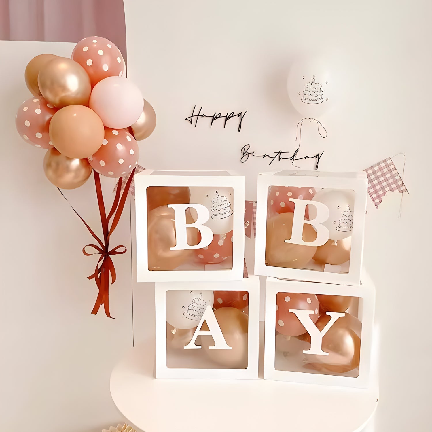 2 Pc DIY Balloon Boxes 12" Wood Grain