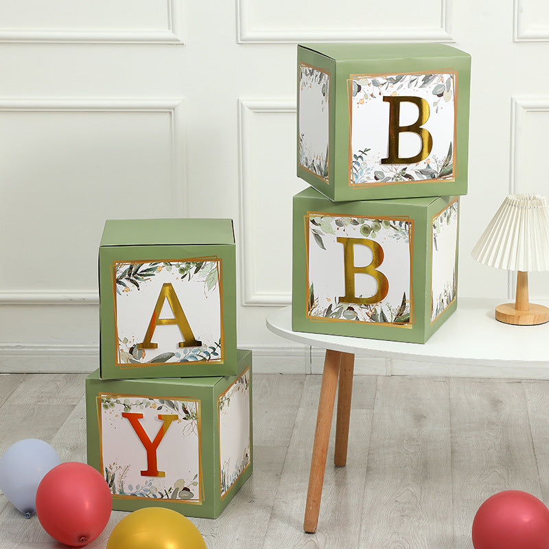 Baby Boxes with Letters for Baby Shower,Clear Baby Shower Decorations Block Boxes for Gender Reveal,Transparent Balloon Box Backdrop Birthday Party,4PCS
