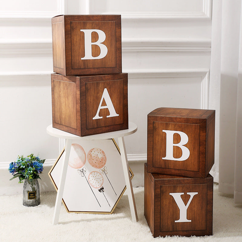 Baby Boxes with Letters for Baby Shower,Clear Baby Shower Decorations Block Boxes for Gender Reveal,Transparent Balloon Box Backdrop Birthday Party,4PCS