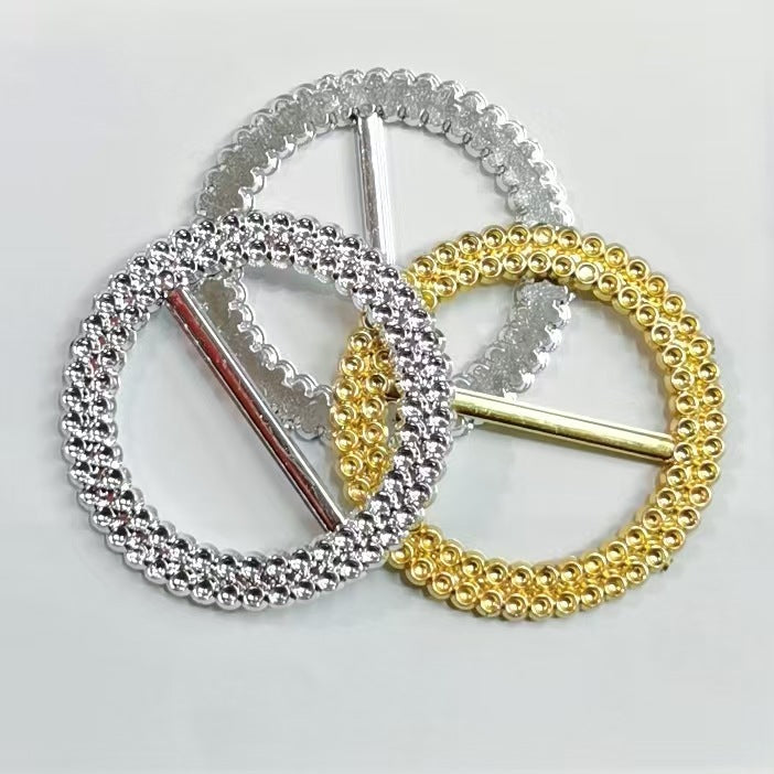 20 Pc Diamond Circle Chair Sash Band Buckle Pin 2.5" Gold