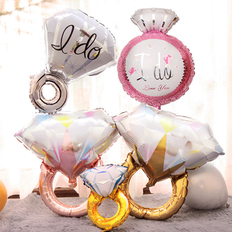 Gold I Do Diamond Ring Mylar Foil Helium Air Balloon 25"