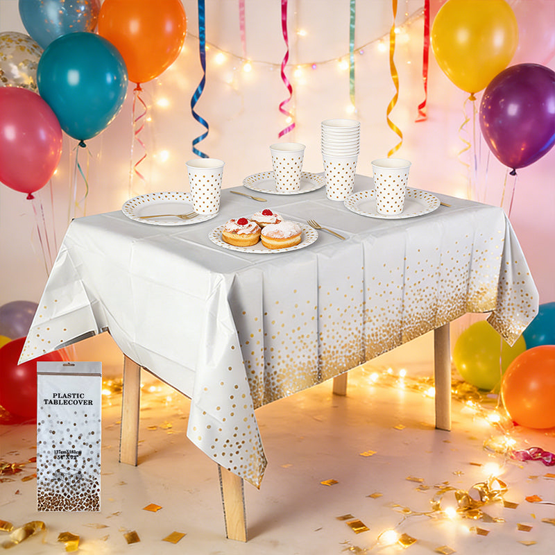 Polka Dot Print Disposable Tablecloth Plastic Rectangular Table Cover for Birthday, Christmas, Halloween Party Decorations 1 Pack