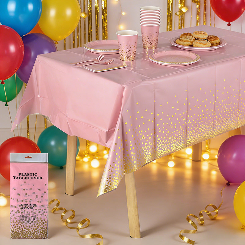 Polka Dot Print Disposable Tablecloth Plastic Rectangular Table Cover for Birthday, Christmas, Halloween Party Decorations 1 Pack