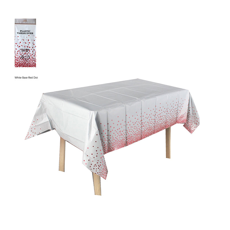 Polka Dot Print Disposable Tablecloth Plastic Rectangular Table Cover for Birthday, Christmas, Halloween Party Decorations 1 Pack