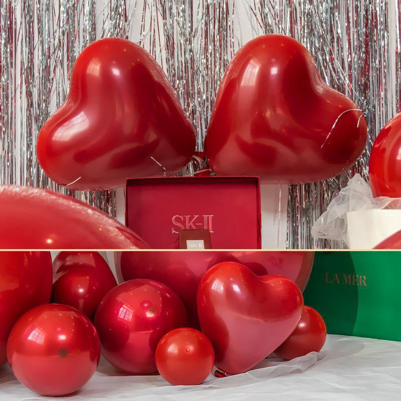 Red Ruby Latex Balloons, Red Round thick Ruby Double Latex Balloons for Love Bride Wedding Valentine Day Party Decoration Supply