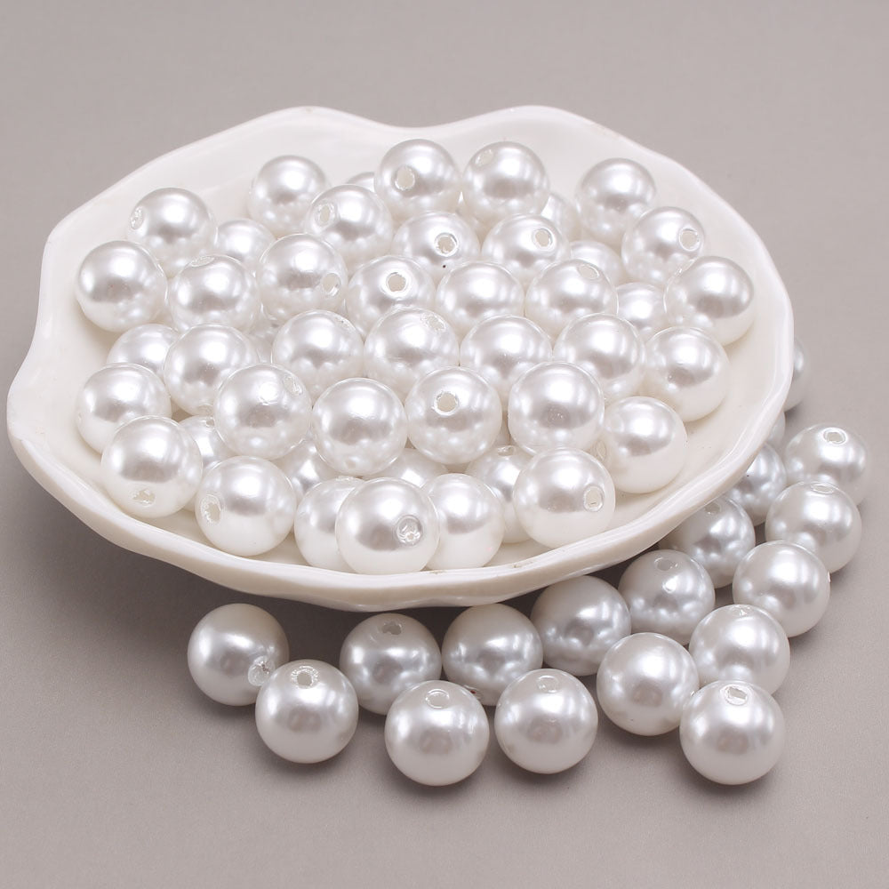 120 Pc Faux Pearl Craft Beads 20mm White with Holes