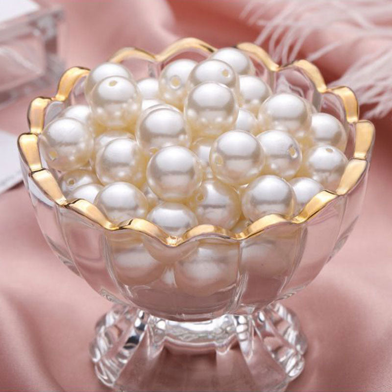 120 Pc Faux Pearl Craft Beads 20mm Ivory with Holes