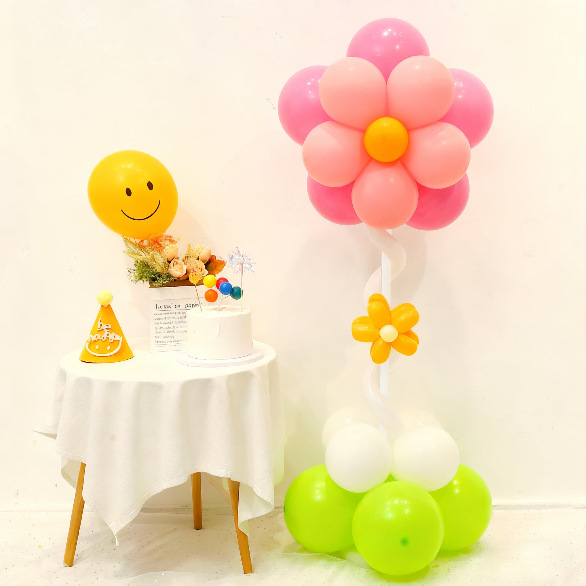 Double-Layer Flower Balloon Column, with Bases for  Birthday, Party Decorations