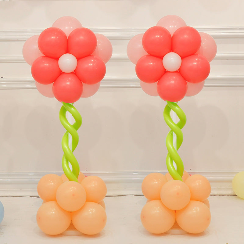 Double-Layer Flower Balloon Column Stand Kit for Baby Shower Birthday Wedding Hippie Flower Party Decoration