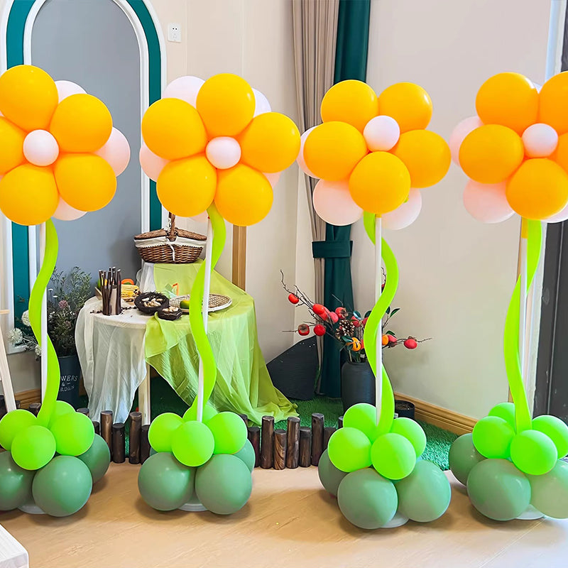 4 Sets Double-Layer Flower Balloon Column Stand Kit for Baby Shower Wedding Birthday Anniversary Party Decorations