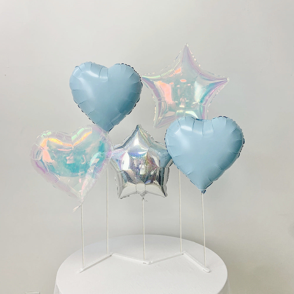 2 Sets White Plastic Balloon Column Stand Kit with Interlocking Base, DIY Shapeable Balloon Tower Stick Holder for Table Centerpieces（with Heart Foil Balloon）