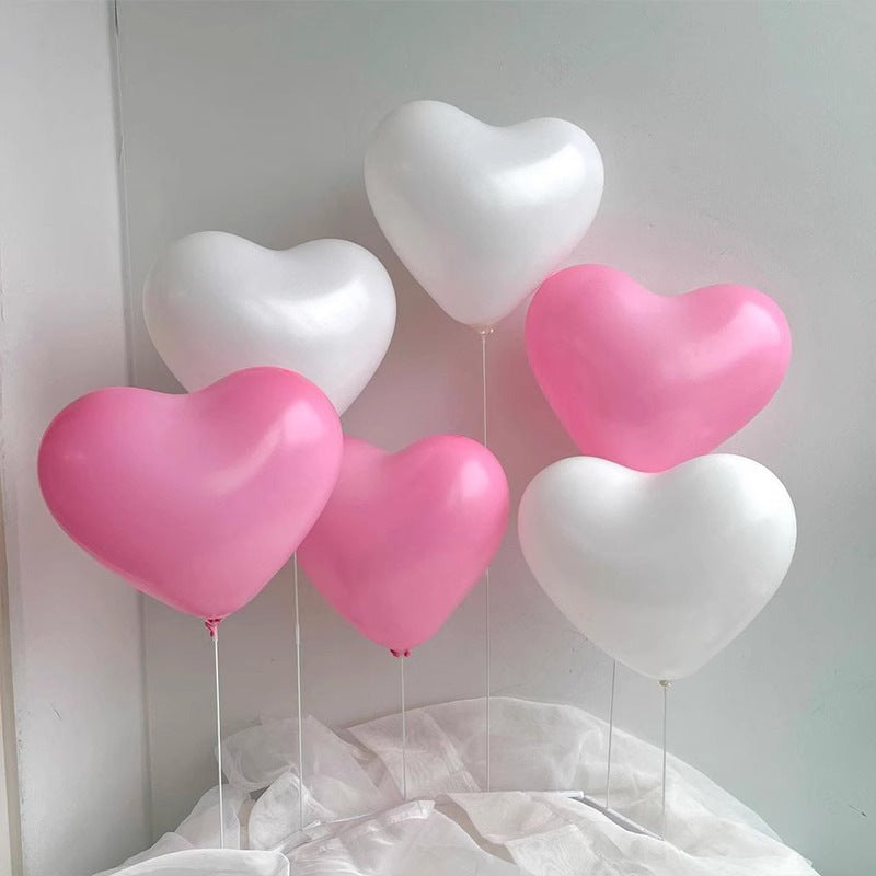 2 Sets White Plastic Balloon Column Stand Kit with Interlocking Base, DIY Shapeable Balloon Tower Stick Holder for Table Centerpieces（with Heart Latex Balloon）