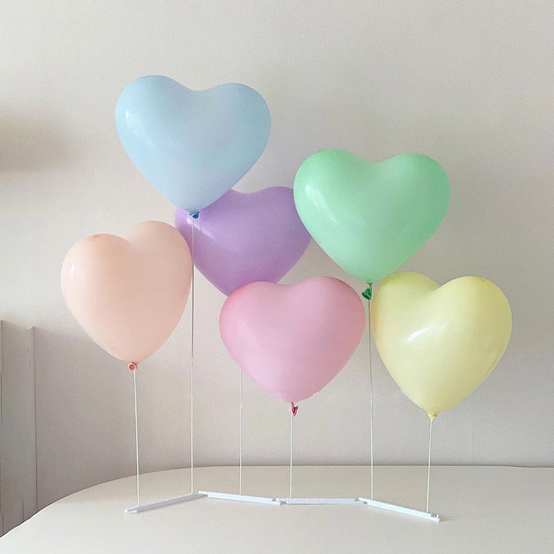 2 Sets White Plastic Balloon Column Stand Kit with Interlocking Base, DIY Shapeable Balloon Tower Stick Holder for Table Centerpieces（with Heart Latex Balloon）