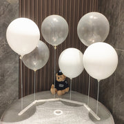 2 Sets White Plastic Balloon Column Stand Kit with Interlocking Base, DIY Shapeable Balloon Tower Stick Holder for Table Centerpieces（with Round Latex Balloon）