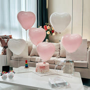 2 Sets White Plastic Balloon Column Stand Kit with Interlocking Base, DIY Shapeable Balloon Tower Stick Holder for Table Centerpieces（with Heart Latex Balloon）