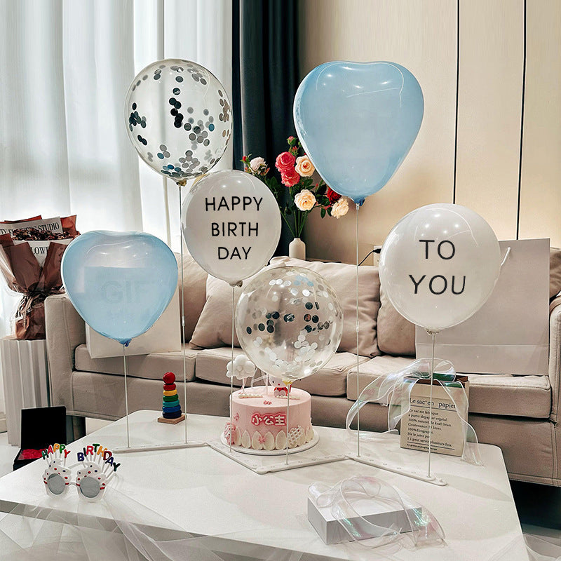 2 Sets White Plastic Balloon Column Stand Kit with Interlocking Base, DIY Shapeable Balloon Tower Stick Holder for Table Centerpieces（with Printed balloons）