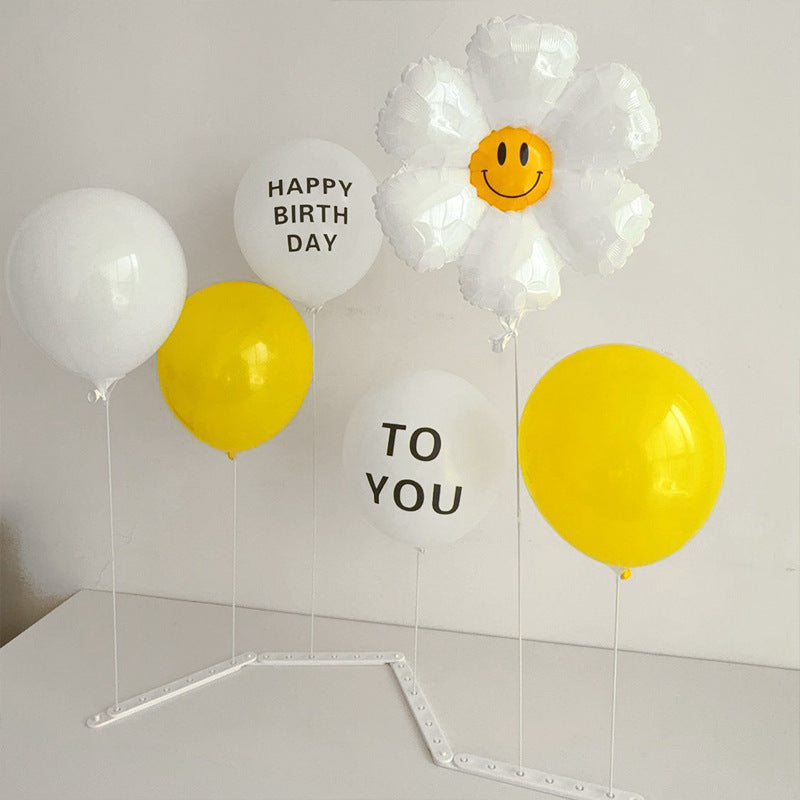 2 Sets White Plastic Balloon Column Stand Kit with Interlocking Base, DIY Shapeable Balloon Tower Stick Holder for Table Centerpieces（with Printed balloons）