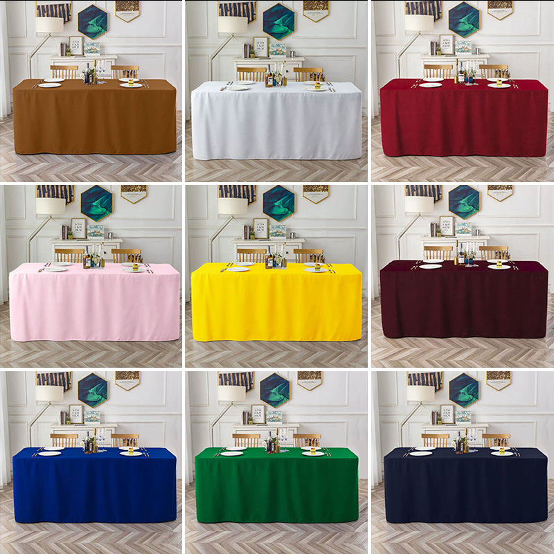 Full-Coverage Rectangular Dining Table - Durable, Washable Fabric - Suitable for Buffets, Parties, Weddings, and Trade Shows.