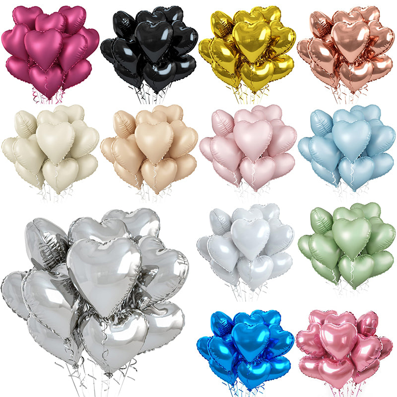 2PCS 18inch Foil Heart Shaped Balloons for Helium, Valentine Decorations, Wedding, Birthday, Anniversary