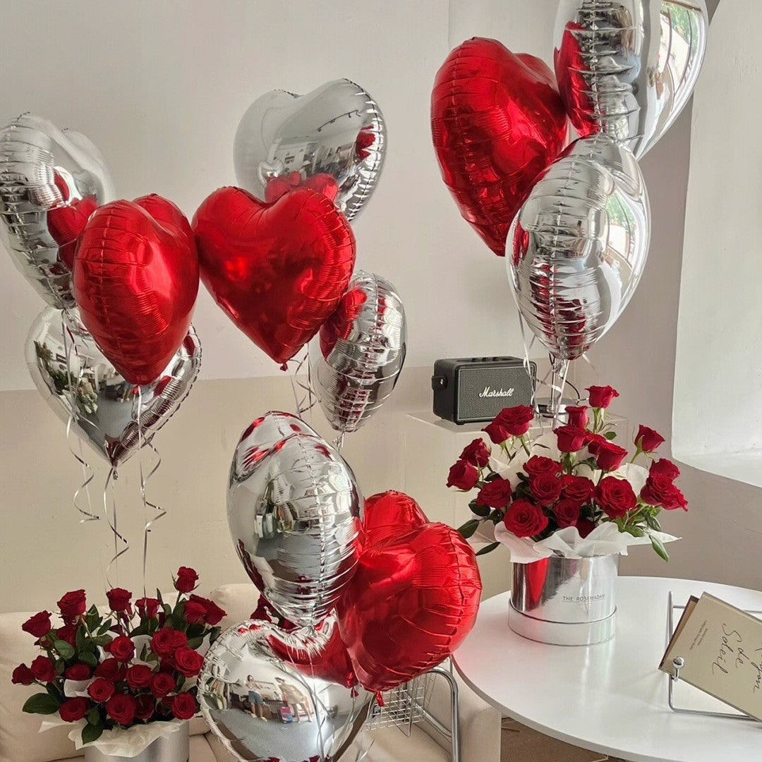 2PCS 18inch Foil Heart Shaped Balloons for Helium, Valentine Decorations, Wedding, Birthday, Anniversary