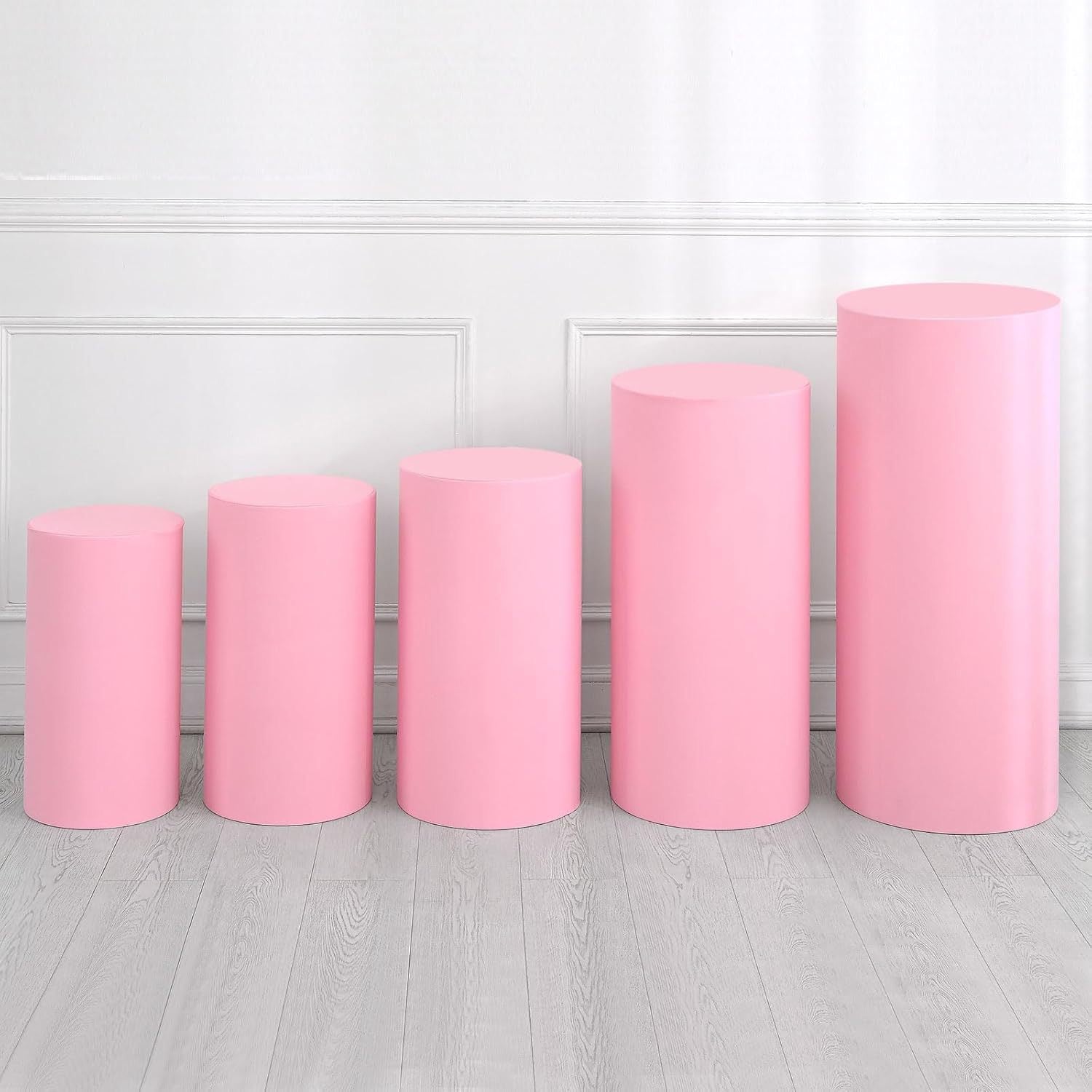 Party cylindrical display stand cover, metal cylindrical base display stand cover, round elastic base cover, suitable for birthdays and weddings.