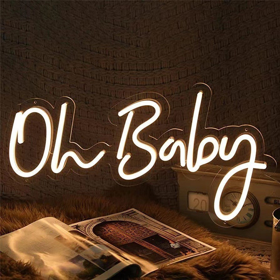 Oh Baby LED Neon Light Sign With Chain 26"