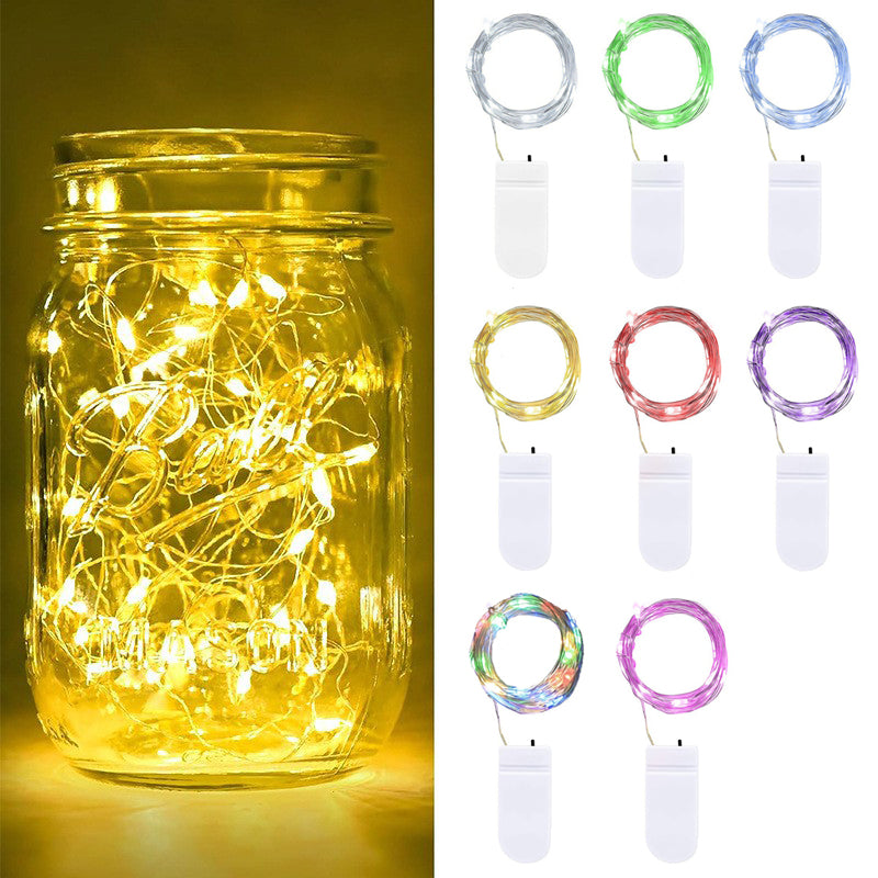 Fairy Lights Battery Operated 7ft 20 LED Mini String Lights Twinkle Lights Silver Wire Firefly Starry Moon Lights for Mason Jars Wedding Party Christmas Centerpiece Table Decorations