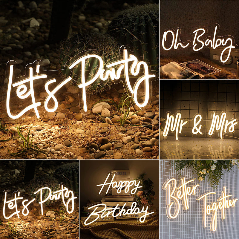 LED Neon Sign Night Light for Wall Party Décor Bedroom Room Bar Wedding Home Birthday Art Decoration Christmas with USB Chain Light modulator