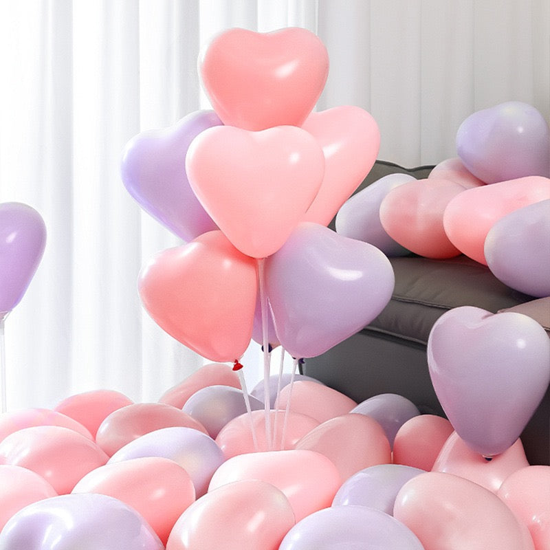 100 Pcs 12 Inch  Heart-Shaped Macaron Latex Balloons Romantic Love Heart Balloons Decorations for Valentine's Day  Anniversary Wedding Bridal Shower Proposal Birthday Party Favor
