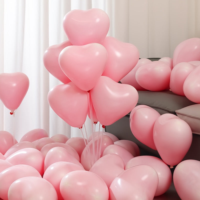 100 Pcs 12 Inch  Heart-Shaped Macaron Latex Balloons Romantic Love Heart Balloons Decorations for Valentine's Day  Anniversary Wedding Bridal Shower Proposal Birthday Party Favor