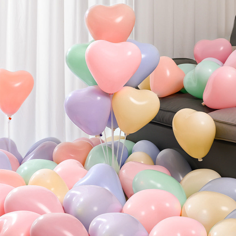 100 Pcs 12 Inch  Heart-Shaped Macaron Latex Balloons Romantic Love Heart Balloons Decorations for Valentine's Day  Anniversary Wedding Bridal Shower Proposal Birthday Party Favor