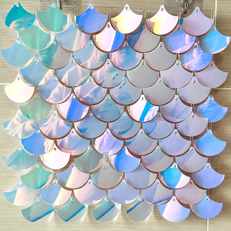 Mermaid Foil Fringe Curtains Backdrop  (24 Count)  Birthday Party Decorations Photo Booth Props Sea Mermaid Party Decorations Supplies