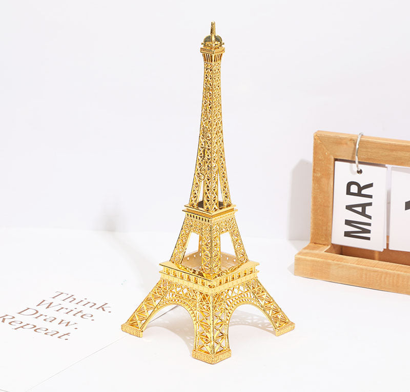 Metal Eiffel Tower Statue, 10inch Decorative Figurine Replica Stand Holder for Cake Topper Table Decor Gift Party Home Decoration