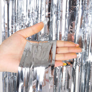 7Ft Metallic Tinsel Foil Fringe Curtains Photo Booth Backdrop for Party Birthday Wedding Holiday Celebration Decorations
