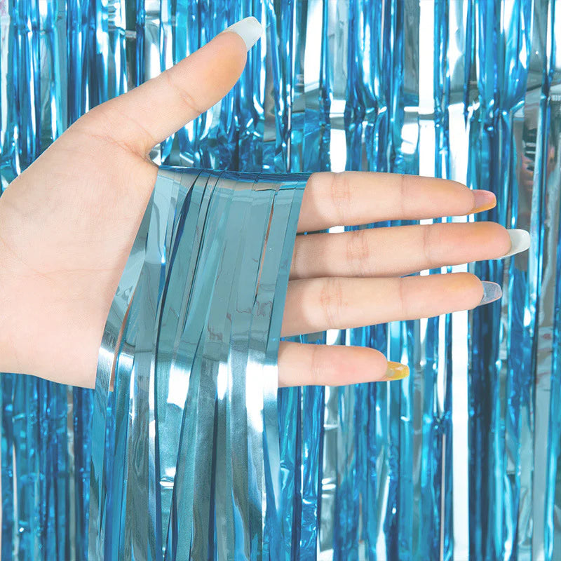 7Ft Metallic Tinsel Foil Fringe Curtains Photo Booth Backdrop for Party Birthday Wedding Holiday Celebration Decorations
