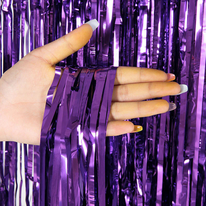 7Ft Metallic Tinsel Foil Fringe Curtains Photo Booth Backdrop for Party Birthday Wedding Holiday Celebration Decorations