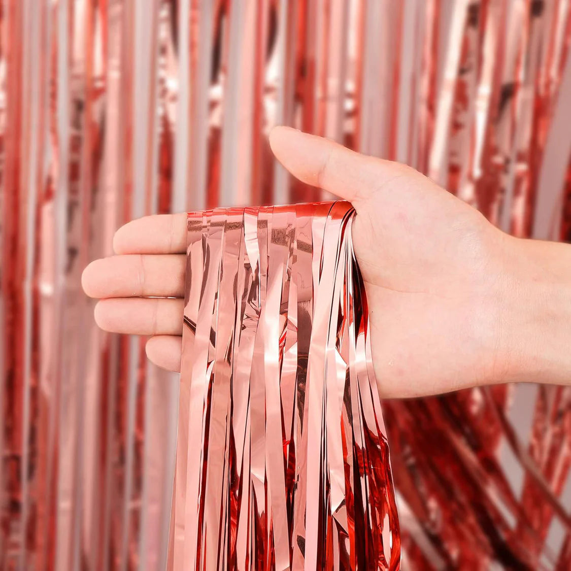 7Ft Metallic Tinsel Foil Fringe Curtains Photo Booth Backdrop for Party Birthday Wedding Holiday Celebration Decorations
