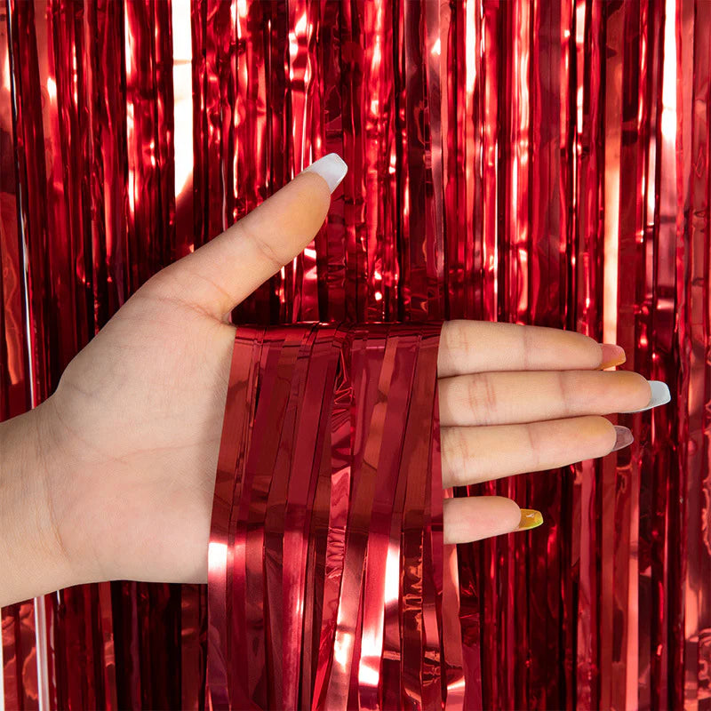 7Ft Metallic Tinsel Foil Fringe Curtains Photo Booth Backdrop for Party Birthday Wedding Holiday Celebration Decorations